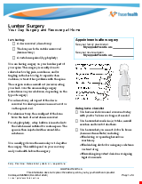 PDF Thumbnail for Lumbar Surgery - Your Day Surgery & Recovery at Home