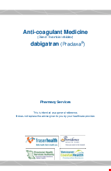PDF Thumbnail for Anti-Coagulant Medicine (Direct Thrombin Inhibitor) -  dabigatran (Pradaxa®)
